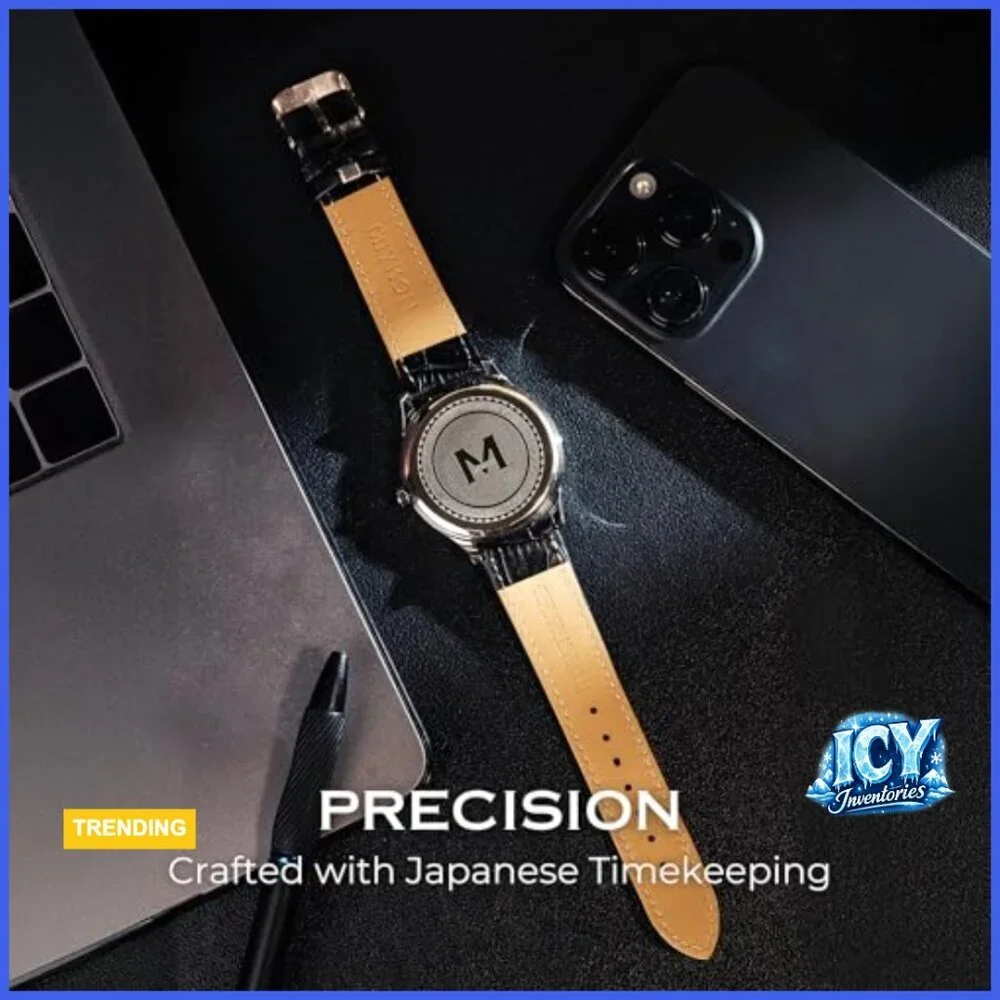 Ultra-Thin Analog Minimalist Dress Watch with Genuine Leather Strap